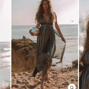 Lovestitch Holiday Plunge Metallic Maxi Dress